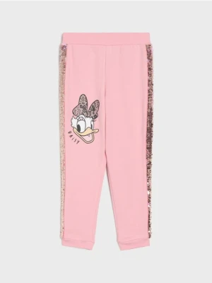 Sinsay - Bawełniane spodnie jogger Daisy - różowy
