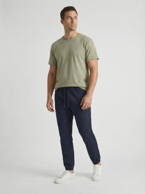 Sinsay - Bawełniane spodnie jogger - granatowy