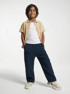 Sinsay - Bawełniane spodnie muslinowe - granatowy