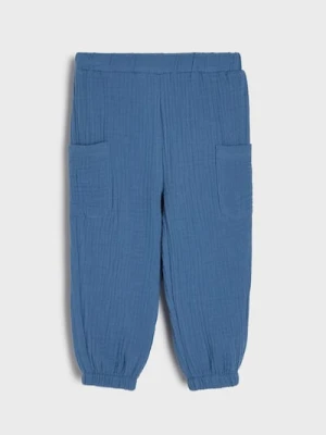Sinsay - Bawełniane spodnie muslinowe - niebieski