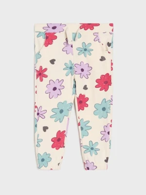 Sinsay - Bawełniane spodnie w kwiaty - kremowy