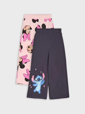 Sinsay - Bawełniane spodnie wide leg Disney 2 pack - wielobarwny