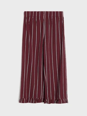 Sinsay - Bawełniane spodnie wide leg w paski - czerwony