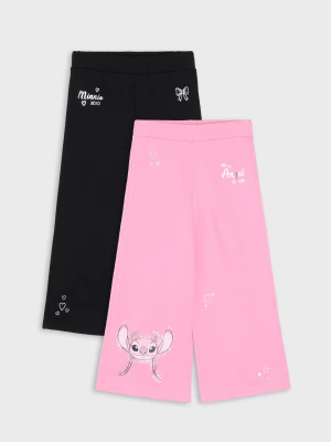 Sinsay - Bawełniane spodnie wide leg z nadrukiem 2 pack Disney - wielobarwny