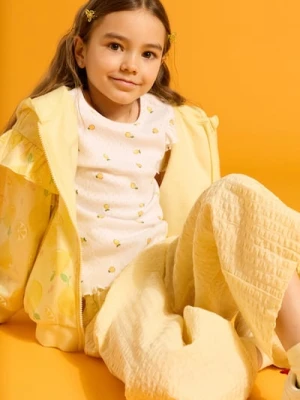 Sinsay - Bawełniane spodnie wide leg - żółty