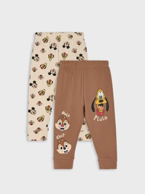 Sinsay - Bawełniane spodnie z nadrukiem Disney 2 Pack - brązowy