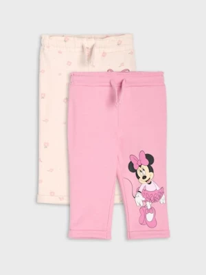 Sinsay - Bawełniane spodnie z nadrukiem Minnie Mouse 2 Pack - kremowy