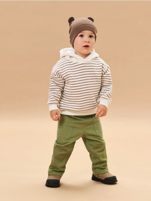 Sinsay - Bawełniane spodnie z ocieplaną podszewką - zielony