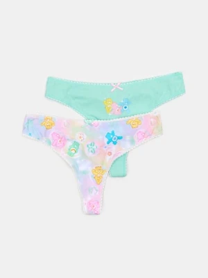 Sinsay - Bawełniane stringi 2 pack Care Bears - wielobarwny
