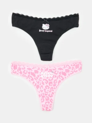 Sinsay - Bawełniane stringi 2 pack Hello Kitty - wielobarwny