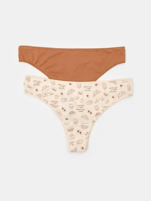 Sinsay - Bawełniane stringi 2 pack - wielobarwny