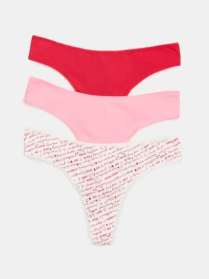 Sinsay - Bawełniane stringi 3 pack - wielobarwny