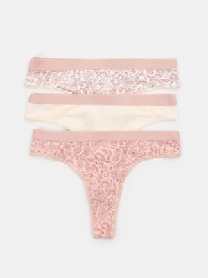 Sinsay - Bawełniane stringi 3 pack - wielobarwny