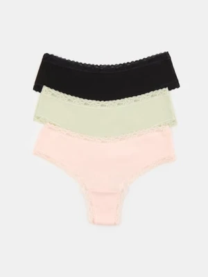 Sinsay - Bawełniane stringi 3 pack - wielobarwny