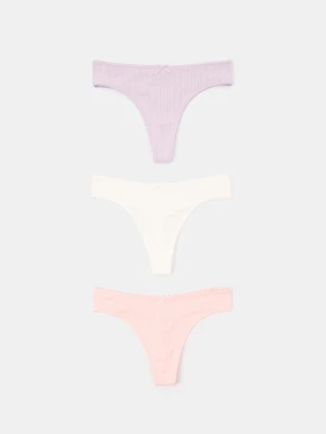 Sinsay - Bawełniane stringi 3 pack - wielobarwny