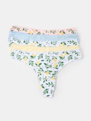 Sinsay - Bawełniane stringi 5 pack - wielobarwny