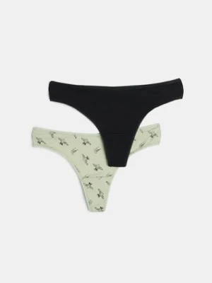 Sinsay - Bawełniane stringi typu tanga 2 pack - wielobarwny