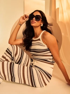 Sinsay - Bawełniane swetrowe spodnie w paski - wielobarwny