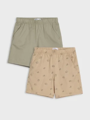 Sinsay - Bawełniane szorty 2 pack - beżowy