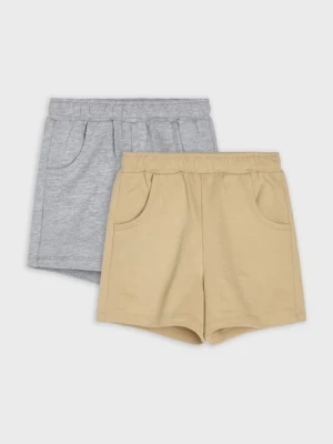 Sinsay - Bawełniane szorty 2 pack - beżowy