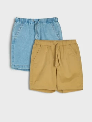 Sinsay - Bawełniane szorty 2 pack - beżowy