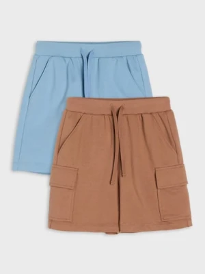 Sinsay - Bawełniane szorty 2 pack - brązowy