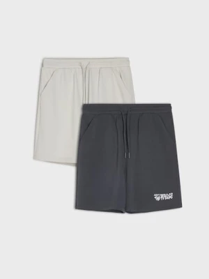 Sinsay - Bawełniane szorty 2 pack - szary