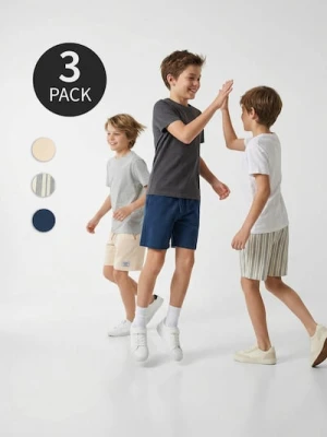 Sinsay - Bawełniane szorty 3 pack - beżowy