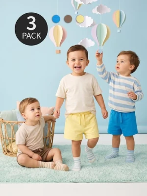 Sinsay - Bawełniane szorty 3 pack - kremowy