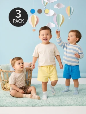 Sinsay - Bawełniane szorty 3 pack - kremowy