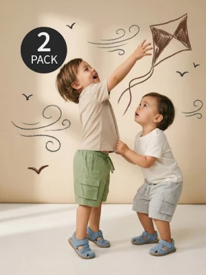 Sinsay - Bawełniane szorty cargo 2 pack - zielony