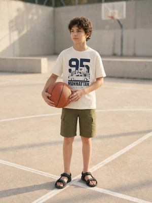 Sinsay - Bawełniane szorty cargo - zielony