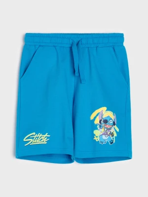 Sinsay - Bawełniane szorty dresowe Stitch - niebieski