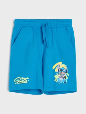 Sinsay - Bawełniane szorty dresowe Stitch - niebieski