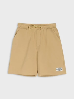 Sinsay - Bawełniane szorty loose z wafelkowej dzianiny - beżowy