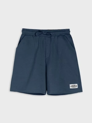 Sinsay - Bawełniane szorty loose z wafelkowej dzianiny - granatowy