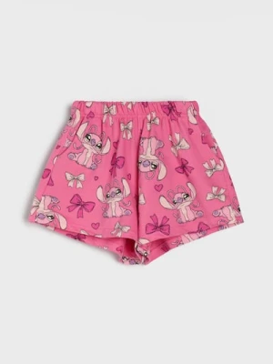 Sinsay - Bawełniane szorty na gumce Stitch - różowy