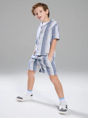 Sinsay - Bawełniane szorty w paski - granatowy