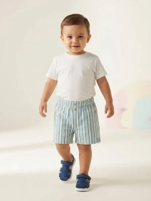 Sinsay - Bawełniane szorty w paski - kremowy