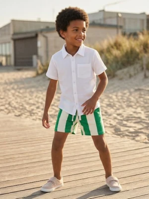 Sinsay - Bawełniane szorty w paski - kremowy