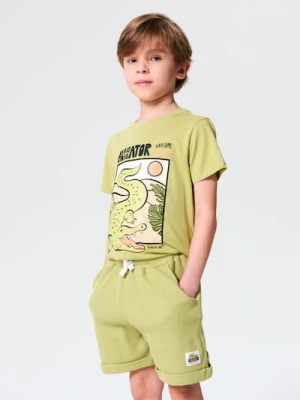 Sinsay - Bawełniane szorty wykonane z dzianiny waflowej - zielony