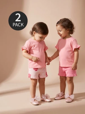 Sinsay - Bawełniane szorty z motywem malin 2 pack - różowy