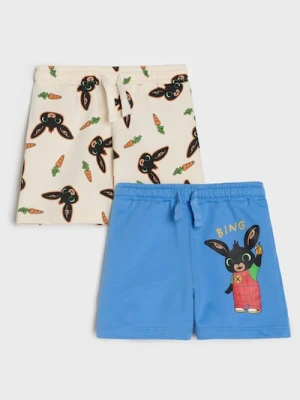 Sinsay - Bawełniane szorty z nadrukiem Bing - mid blue