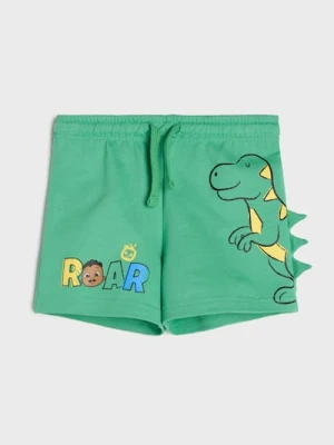 Sinsay - Bawełniane szorty z nadrukiem Cocomelon - green spruce