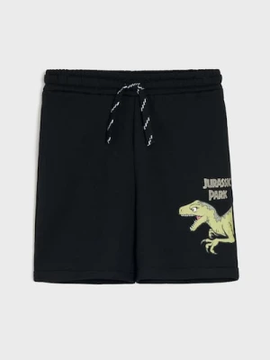 Sinsay - Bawełniane szorty z nadrukiem dinozaura - czarny