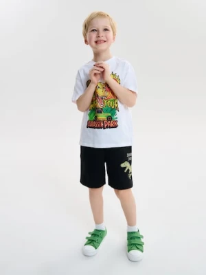 Sinsay - Bawełniane szorty z nadrukiem dinozaura - czarny