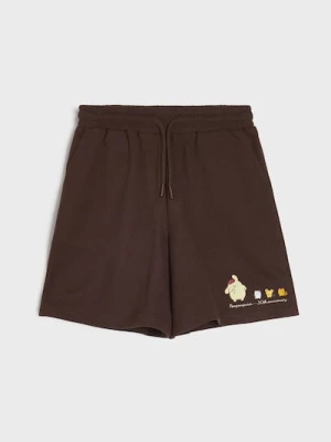 Sinsay - Bawełniane szorty z nadrukiem PomPomPurin - brązowy