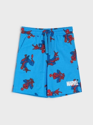 Sinsay - Bawełniane szorty z nadrukiem Spider-Man - niebieski