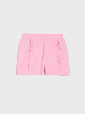 Sinsay - Bawełniane szorty z ozdobną falbanką - różowy