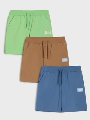 Sinsay - Bawełniane szorty z ozdobną naszywką 3 pack - beżowy